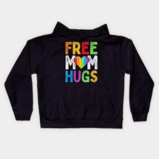 Free Mom Hugs Heart LGBT Ally Pride Month Retro Kids Hoodie